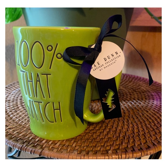 RAE DUNN “100% THAT WITCH” Limited Edition Coffee Mug in Green - 16 fl oz NEW! - Picture 2 of 6